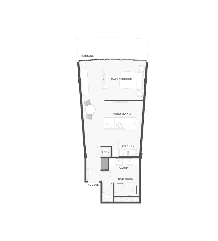 Curved Studio Floor Plan